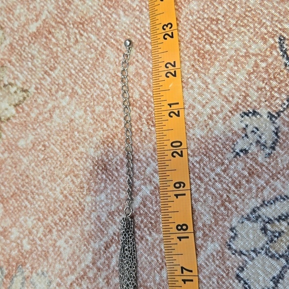 Chico's Silvertone 19-23" Multi-Strand Necklace with Rhinestone Encrusted Barrel - Picture 5 of 6